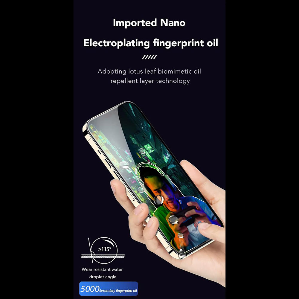 Anank Anti-Fingerprint Skjermbeskytter for Apple iPhone 15, Herdet Glass, Full Lim, 2.5D, Svart