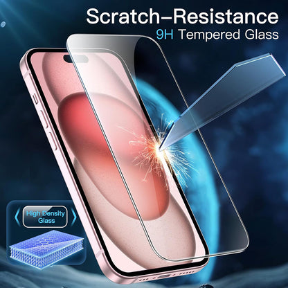 Anank skjermbeskytter for Apple iPhone 15, herdet glass, full lim, 3D, sett med 10 stk