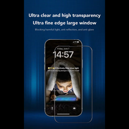 Anti Blue Light Skjermbeskyttelse Anank 3X Forsterket for Apple iPhone 16, Herdet Glass, Full Lim, 2.5D, Svart