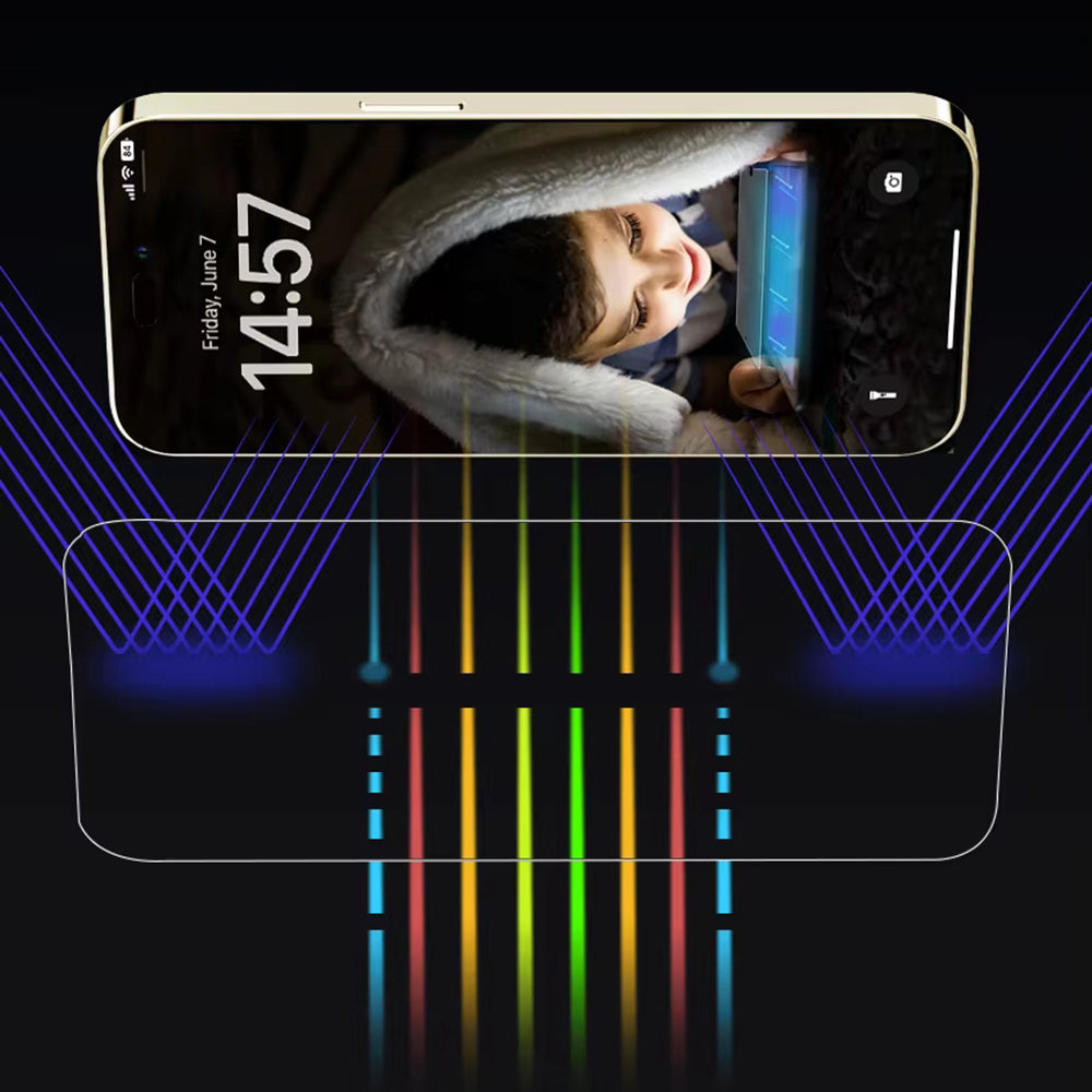 Anank Anti Blue Light Skjermbeskytter for Apple iPhone 14 Pro Max, Herdet Glass, Full Lim, 2.5D, Svart