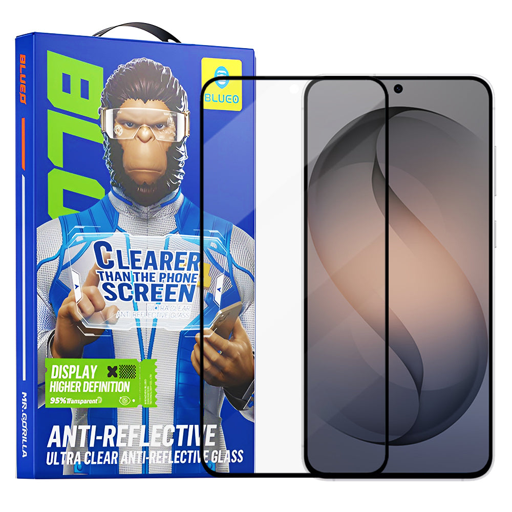 Beskyttelsesfolie Blueo Anti-Reflective HD for Samsung Galaxy S26 S942, Herdet glass, Full lim, Svart