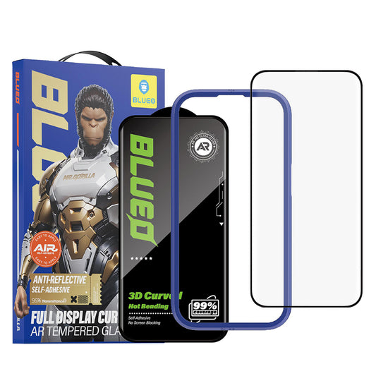 Blueo AR skjermbeskyttelsesfilm for Apple iPhone 16 Pro, Herdet glass, Full lim, 3D, Svart