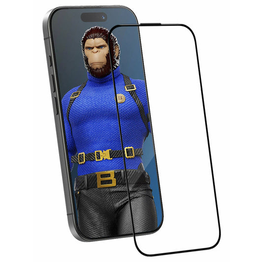 Blueo Crystal Anti-Scratch skjermbeskyttelse med applikator for Apple iPhone 15 Pro Max, herdet glass, full lim, svart