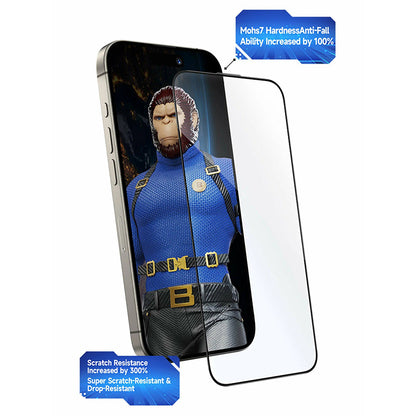 Blueo Crystal Anti-Scratch skjermbeskyttelse med applikator for Apple iPhone 15 Pro Max, herdet glass, full lim, svart