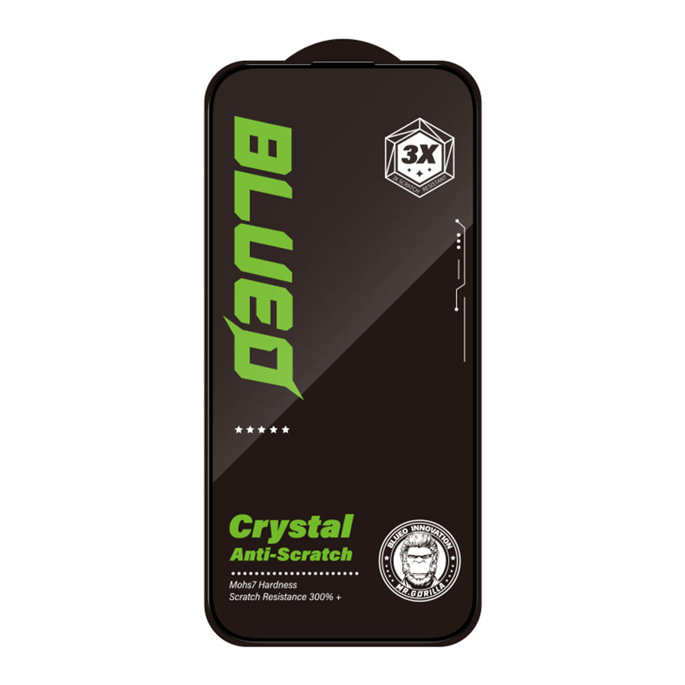 Blueo Crystal Anti-Scratch Skjermbeskyttelse for Apple iPhone 16 Plus / 15 Plus, Herdet Glass, Full Lim, Svart
