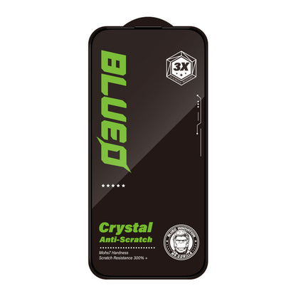 Blueo Crystal Anti-Scratch Skjermbeskyttelse for Apple iPhone 16 Plus / 15 Plus, Herdet Glass, Full Lim, Svart