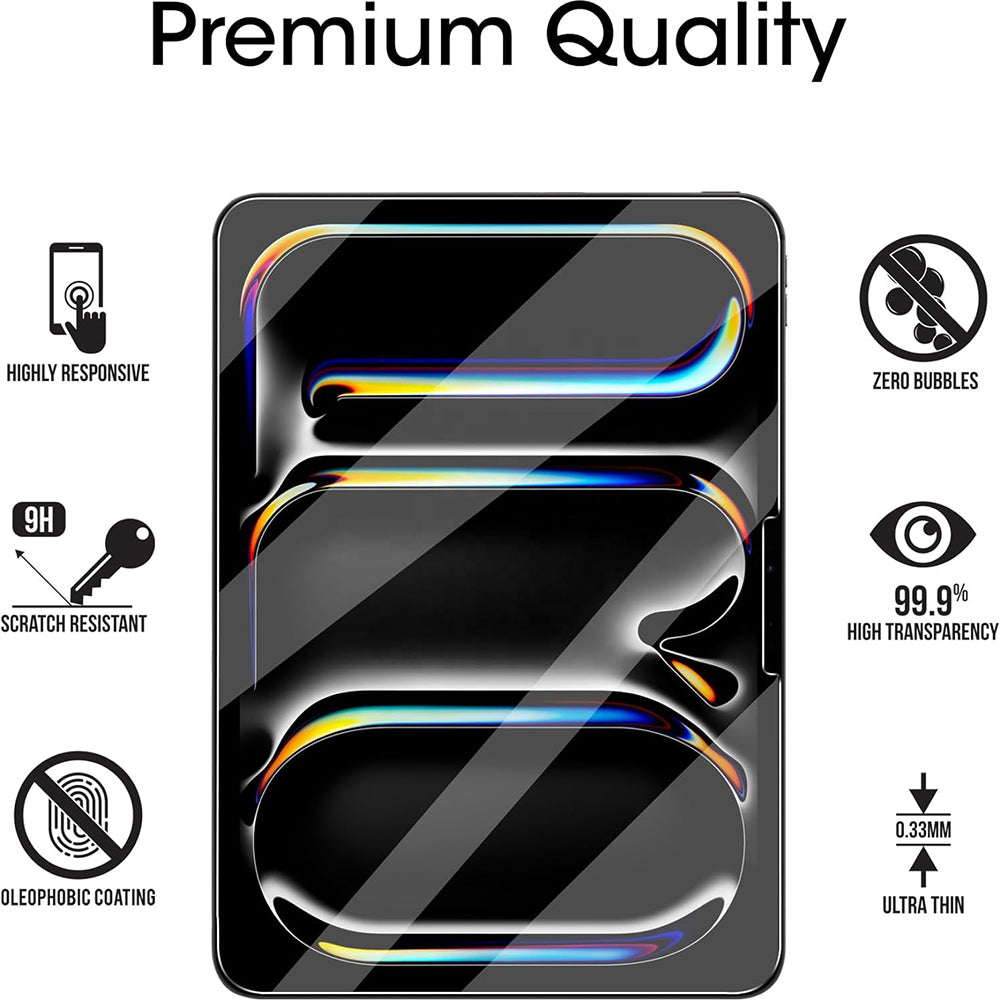 Blueo HD skjermbeskyttelsesfilm for Apple iPad Pro 12.9 (2022) / Pro 12.9 (2021) / Pro 12.9 (2020), Herdet glass, Full lim