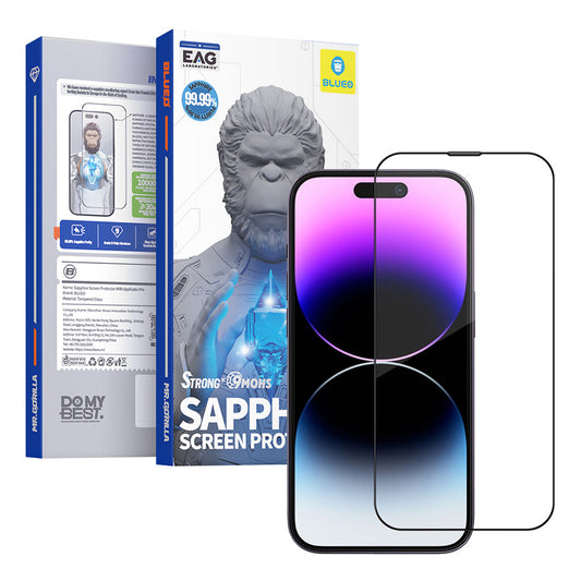 Blueo Sapphire Applicator Pro skjermbeskyttelsesfilm for Apple iPhone 15 Pro Max, Herdet glass, Full lim, Svart