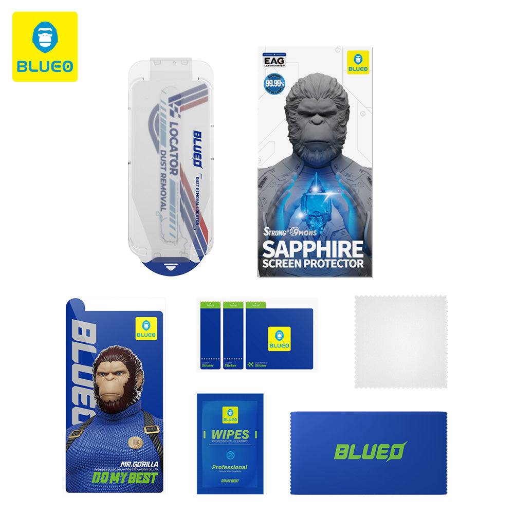 Blueo Sapphire Applicator Pro skjermbeskyttelsesfilm for Apple iPhone 16 Pro, Herdet glass, Full lim, Svart