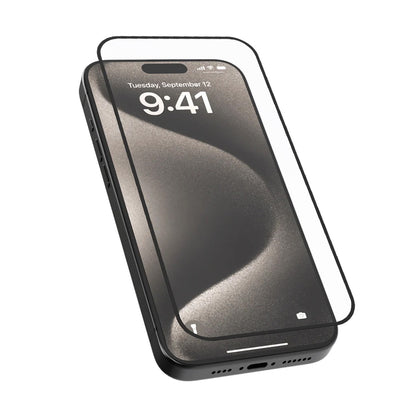Blueo Silk HD skjermbeskyttelsesfilm for Apple iPhone 16 / 15, Herdet glass, Full lim, Sett med 5 stk, 2.5D, Svart