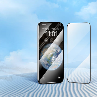 Blueo Silk HD skjermbeskyttelsesfilm for Apple iPhone 16 / 15, Herdet glass, Full lim, Sett med 5 stk, 2.5D, Svart