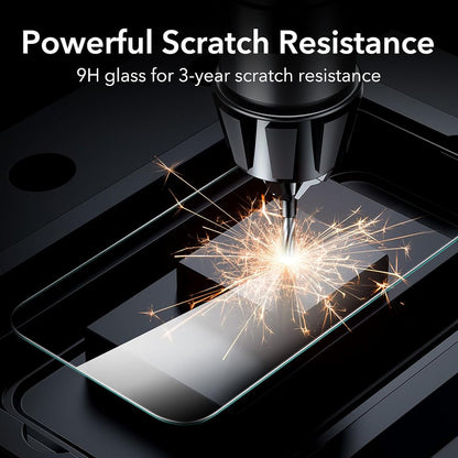 Skjermbeskytter ESR for Apple iPhone 17 / 16 Pro, Herdet glass, Full lim, Sett med 3 stykker