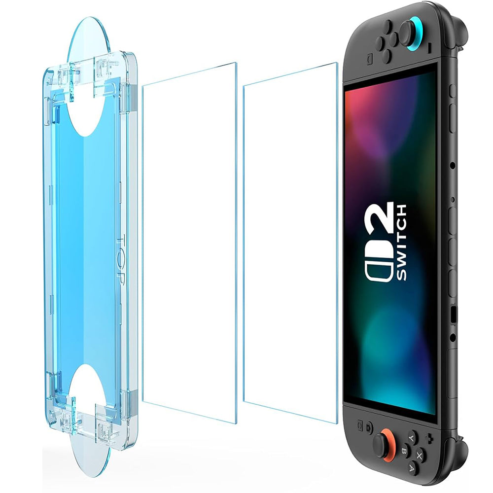 Techsuit SwitchAura Skjermbeskyttelsesfilm med Applikator for Nintendo Switch 2, Herdet Glass, Sett med 2 stk