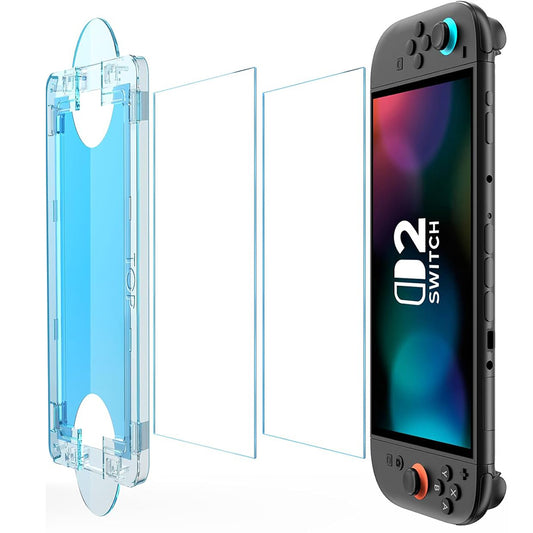 Techsuit SwitchAura Skjermbeskyttelsesfilm med Applikator for Nintendo Switch 2, Herdet Glass, Sett med 2 stk