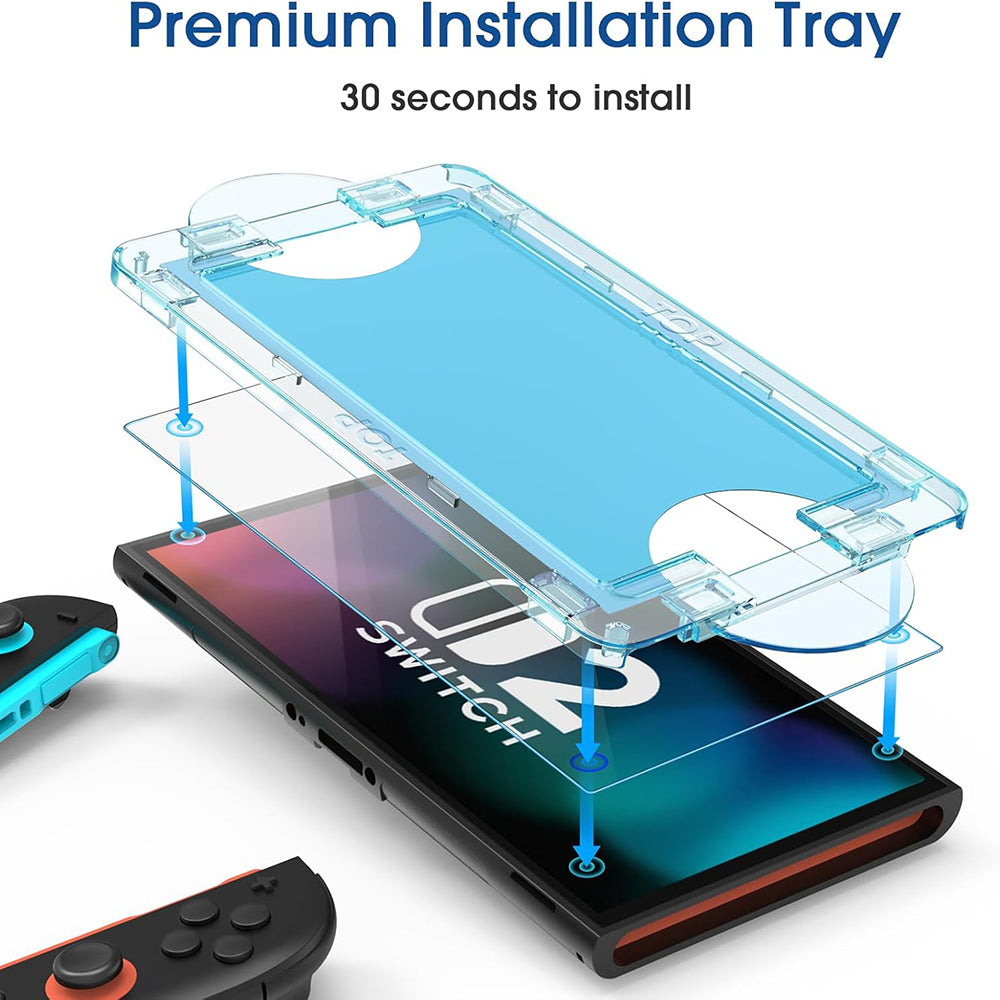 Techsuit SwitchAura Skjermbeskyttelsesfilm med Applikator for Nintendo Switch 2, Herdet Glass, Sett med 2 stk