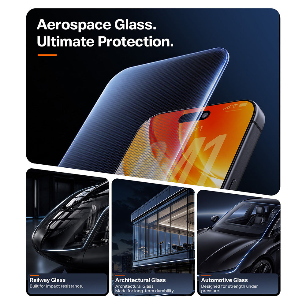 Torras OrigArmor skjermbeskyttelse for Apple iPhone 18 Pro / 17 Pro, Herdet glass, Full lim