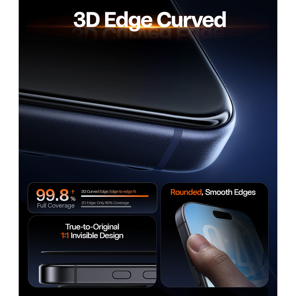 Torras OrigArmor skjermbeskyttelse for Apple iPhone 18 Pro / 17 Pro, Herdet glass, Full lim