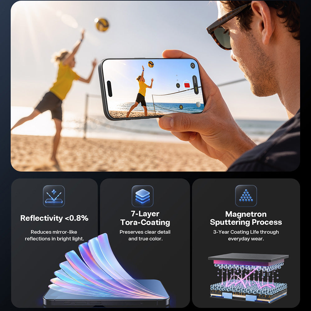 Torras OrigArmor skjermbeskyttelse for Apple iPhone 18 Pro / 17 Pro, Herdet glass, Full lim