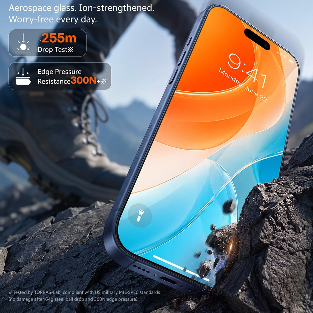 Torras Sunview AR skjermbeskyttelsesfilm for Apple iPhone 18 Pro Max / 17 Pro Max, Herdet glass, Full lim