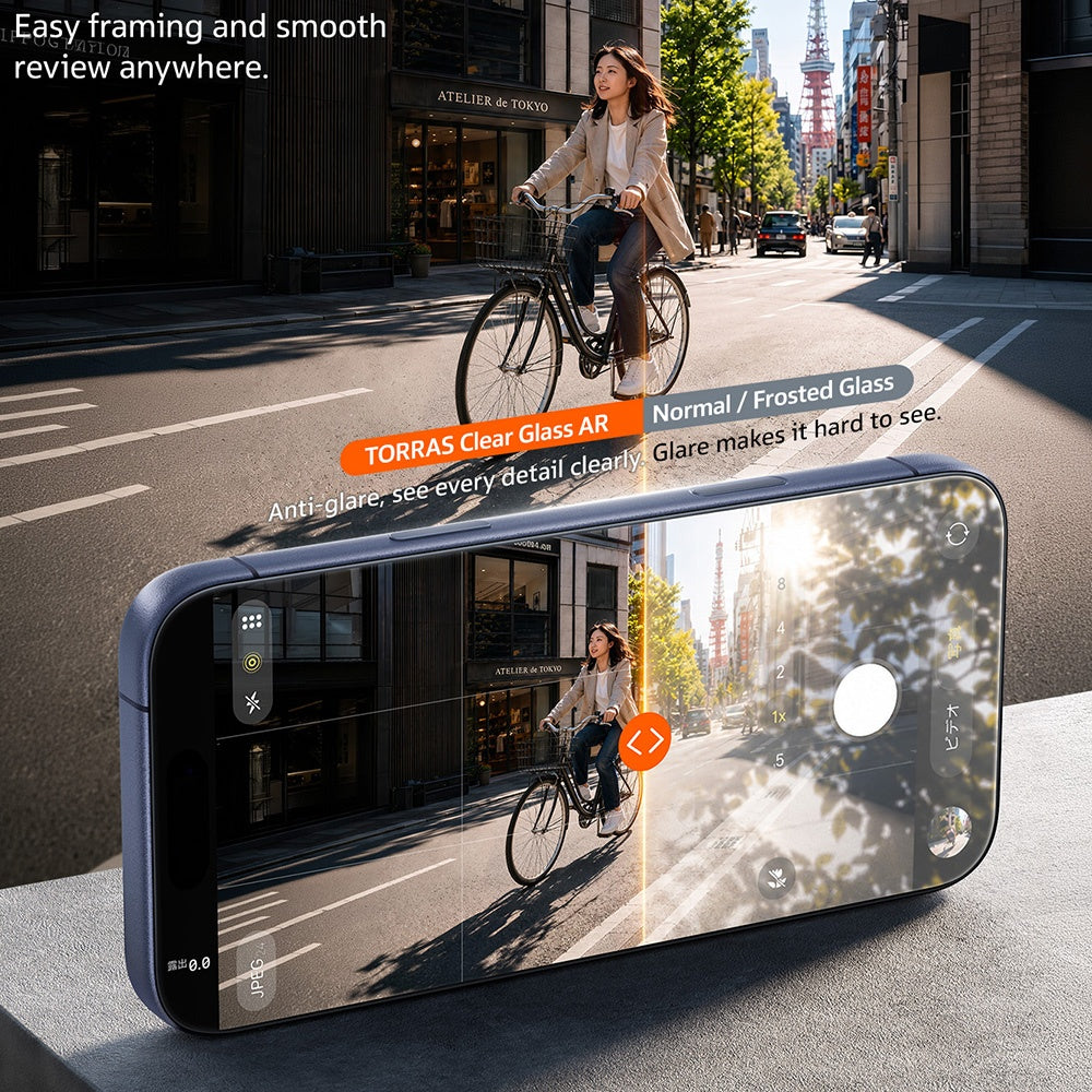 Torras Sunview AR skjermbeskyttelsesfilm for Apple iPhone 18 Pro Max / 17 Pro Max, Herdet glass, Full lim