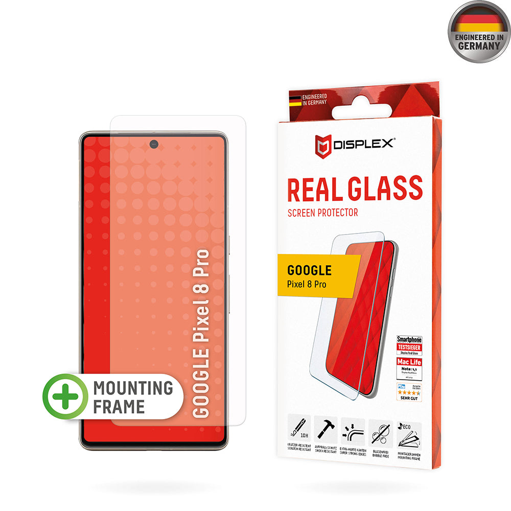 Skjermbeskytter Displex Real Glass for Google Pixel 8 Pro, Herdet Glass, Full Lim, 2D