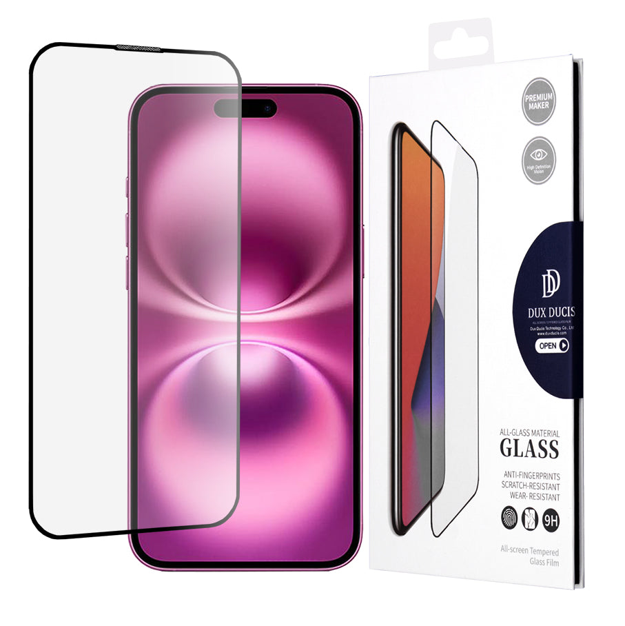 DUX DUCIS skjermbeskyttelse for Apple iPhone 16 Plus, Herdet glass, Edge Glue, Svart