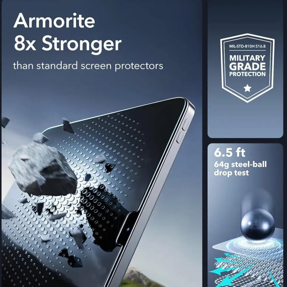 Skjermbeskytter ESR Armorite UltraFit for Apple iPad (2025) / (2022), Herdet glass, Full lim, Sett med 2 stykker