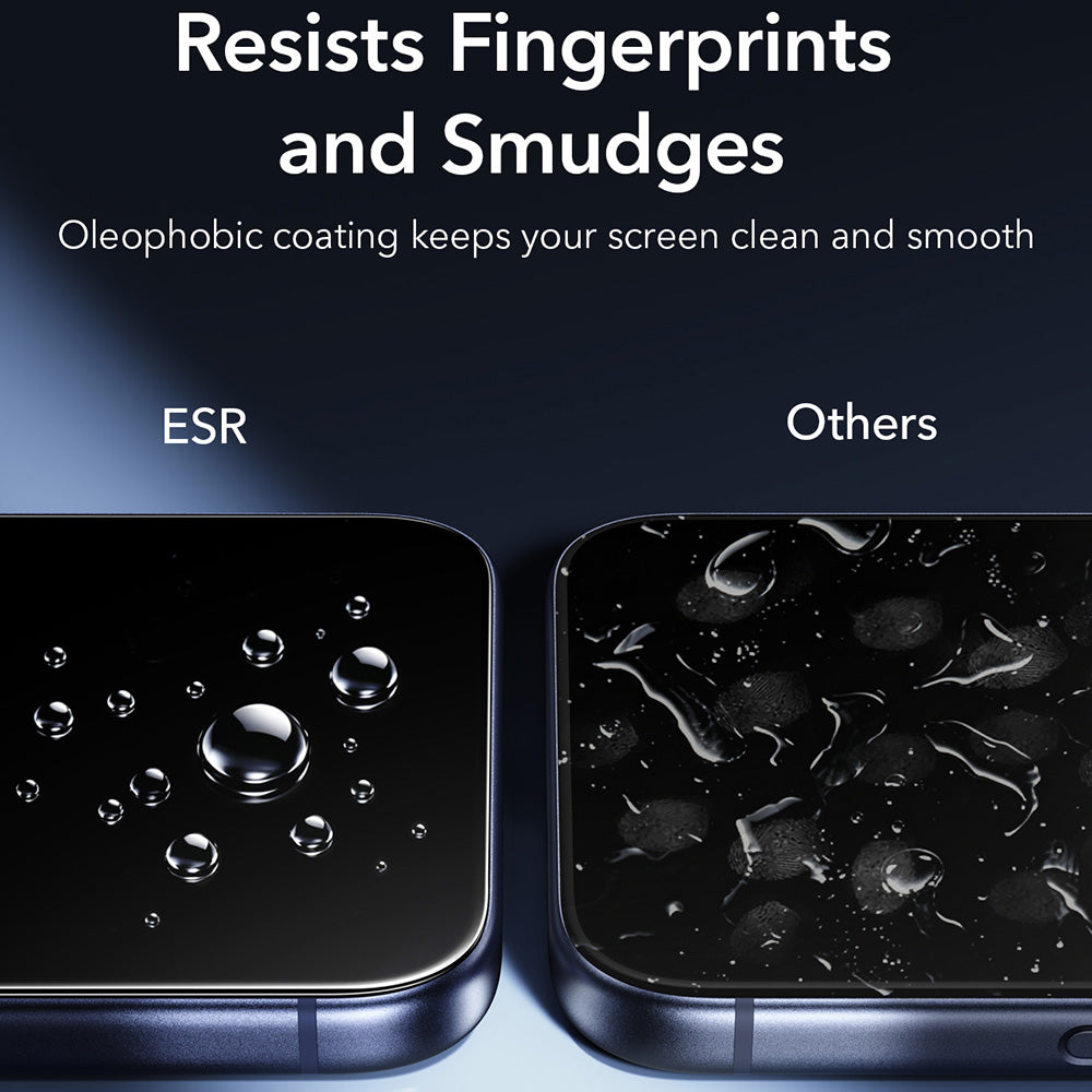 ESR Armorite UltraFit skjermbeskyttelse for Apple iPhone 18 Pro / 17 Pro, Herdet glass, Full lim, Sett med 2 stk, Svart