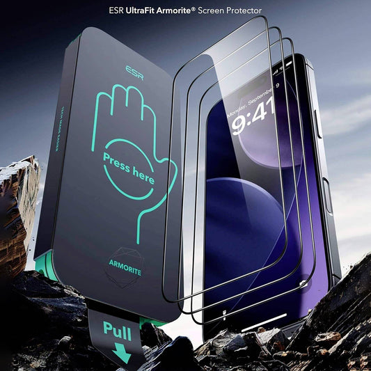 ESR Armorite UltraFit skjermbeskyttelse for Apple iPhone 18 Pro Max / 17 Pro Max, Herdet glass, Full lim, Sett med 2 stk, Svart