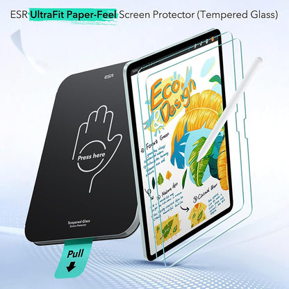 Beskyttelsesfolie ESR Paper Feel UltraFit for Apple iPad (2025) / (2022), Plast, Sett med 2 stykker