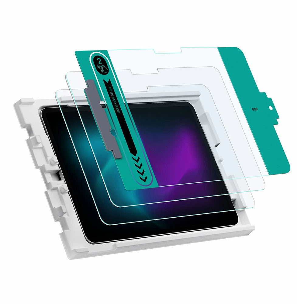 Beskyttelsesfilm ESR-skjerm for Apple iPad Pro 11 (2024), Herdet glass, Full lim, Sett med 2 stykker
