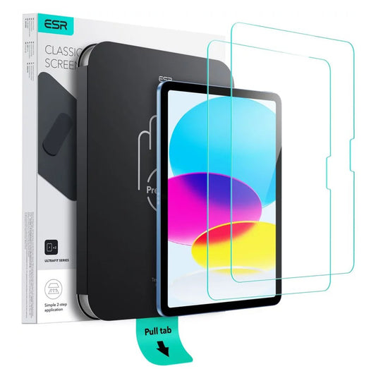 Beskyttelsesfilm ESR UltraFit for Apple iPad (2025) / (2022), Herdet glass, Full lim, Sett med 2 stykker