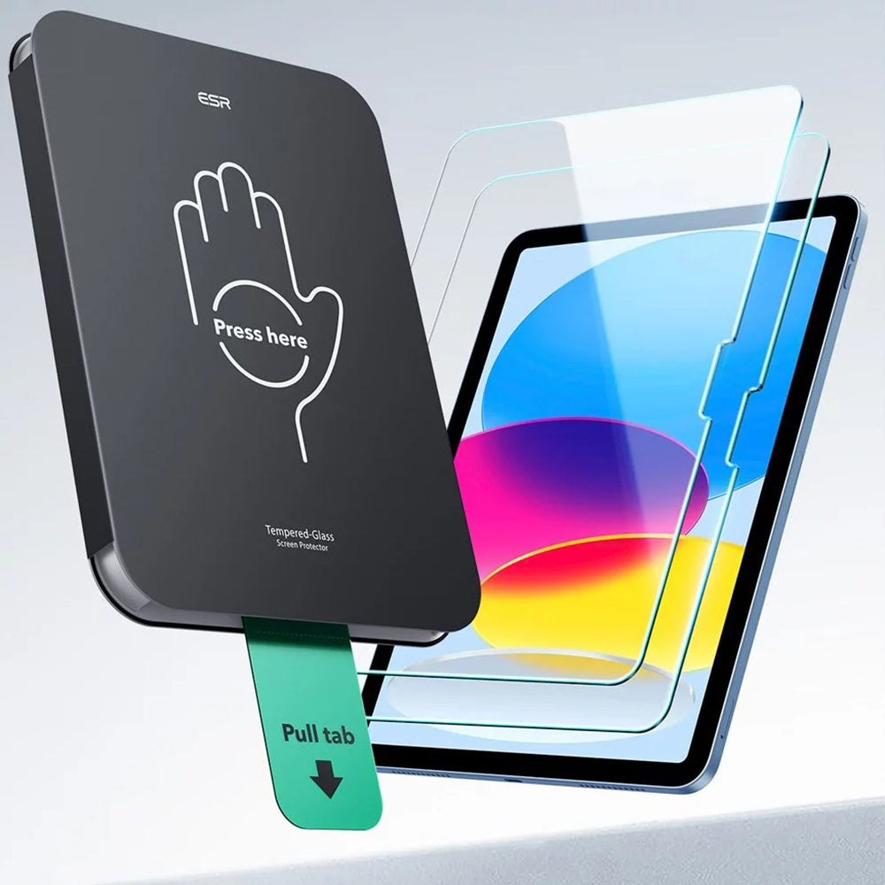 Beskyttelsesfilm ESR UltraFit for Apple iPad (2025) / (2022), Herdet glass, Full lim, Sett med 2 stykker