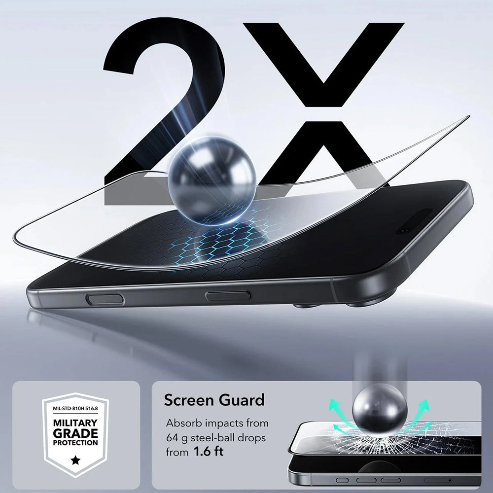 Skjermbeskytter ESR UltraFit for Apple iPhone 17 Pro Max, Herdet Glass, Full Lim, Sett med 3 stykker