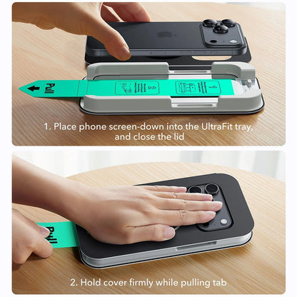 Skjermbeskytter ESR UltraFit for Apple iPhone 17 Pro, Herdet glass, Full lim, Sett med 3 stykker