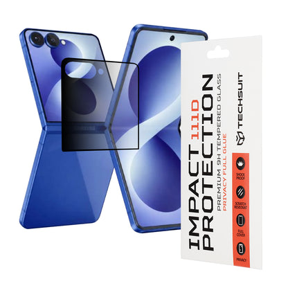 Privacy Techsuit skjermbeskyttelse for Samsung Galaxy Z Flip8 F776, Herdet glass, Full lim, 111D