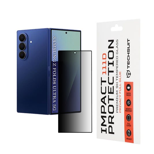Privacy Techsuit skjermbeskyttelse for Samsung Galaxy Z Fold8 Ultra F976, Herdet glass, Full lim, 111D
