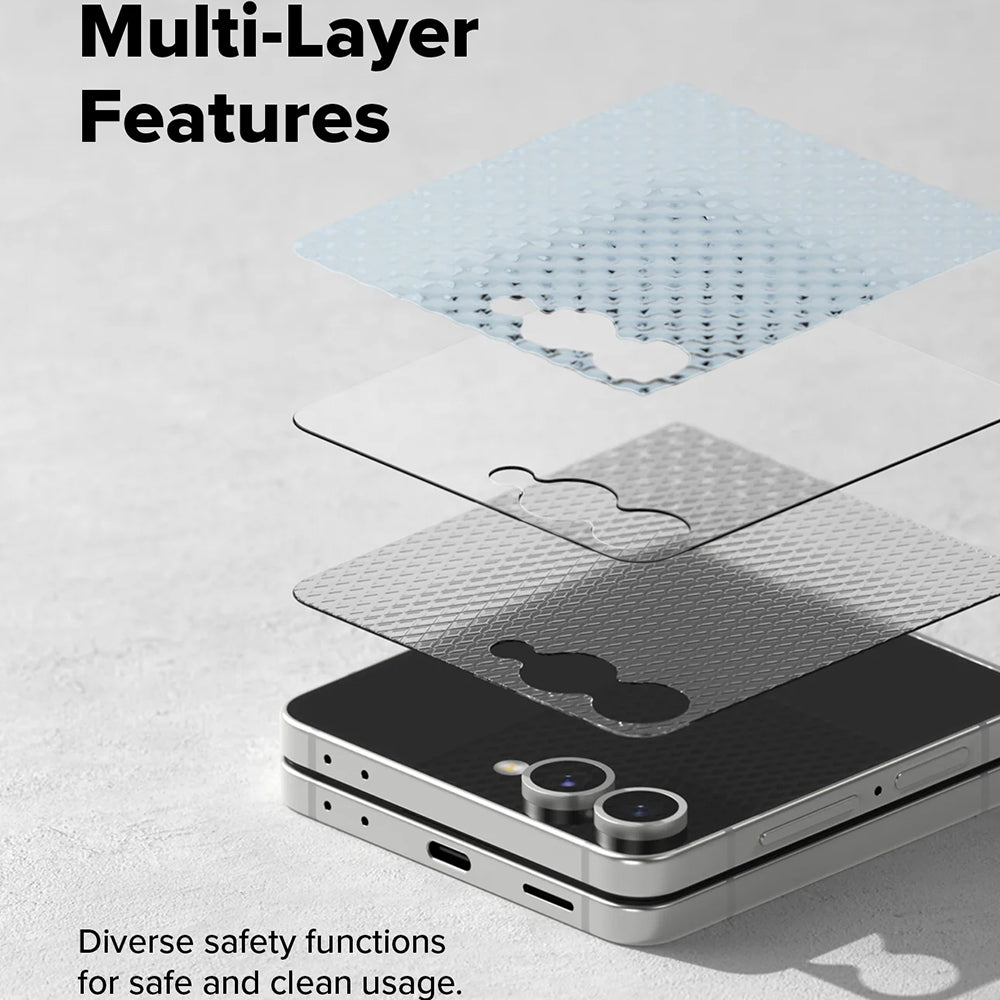 Beskyttelsesfilm for Ringke Cover Display ytre skjerm for Samsung Galaxy Z Flip7 F766, herdet glass, full lim, sett med 2 stk