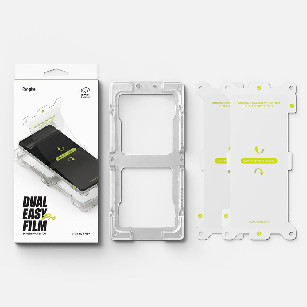 Beskyttelsesfolie for innvendig skjerm Ringke Dual Easy Pro for Samsung Galaxy Z Flip7 F766, Plast, Sett med 2 stykker