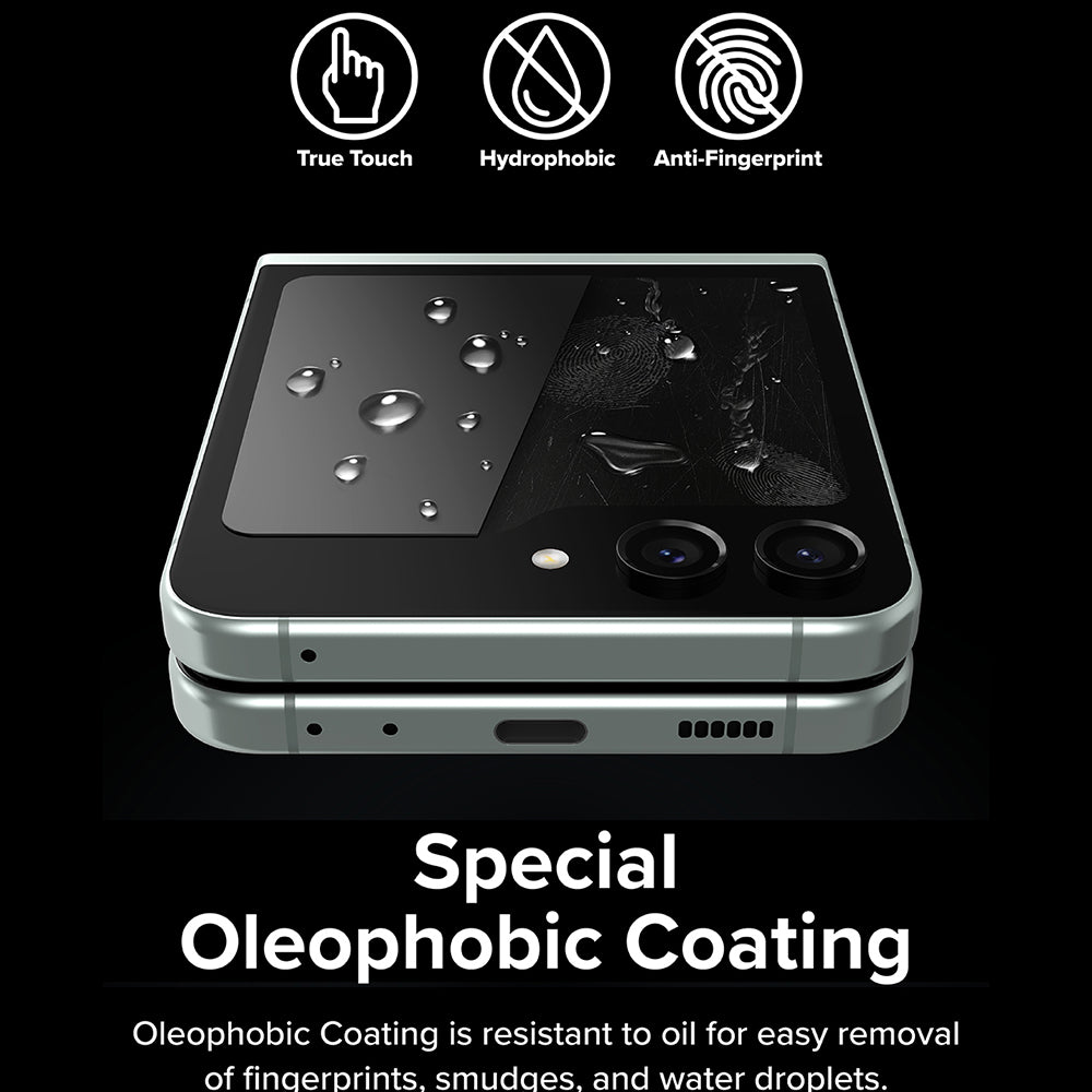 Beskyttelsesfolie Ringke Ytre Skjerm for Samsung Galaxy Z Flip5 F731, Herdet Glass, Full Lim, Sett med 2 stykker