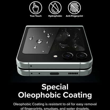Beskyttelsesfolie Ringke Ytre Skjerm for Samsung Galaxy Z Flip5 F731, Herdet Glass, Full Lim, Sett med 2 stykker