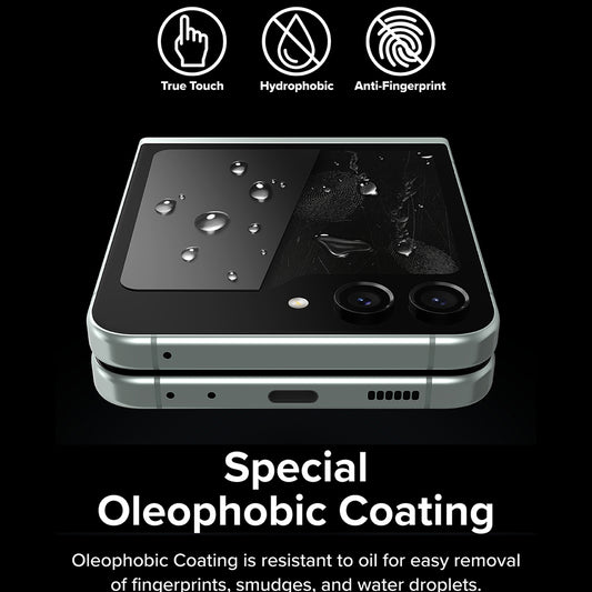 Beskyttelsesfolie Ringke Ytre Skjerm for Samsung Galaxy Z Flip5 F731, Herdet Glass, Full Lim, Sett med 2 stykker