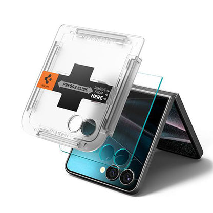 Beskyttelsesfolie Spigen GlastR EZ FIT for Samsung Galaxy Z Flip7 F766, Herdet Glass, Full Lim, Sett med 2 stykker AGL09585