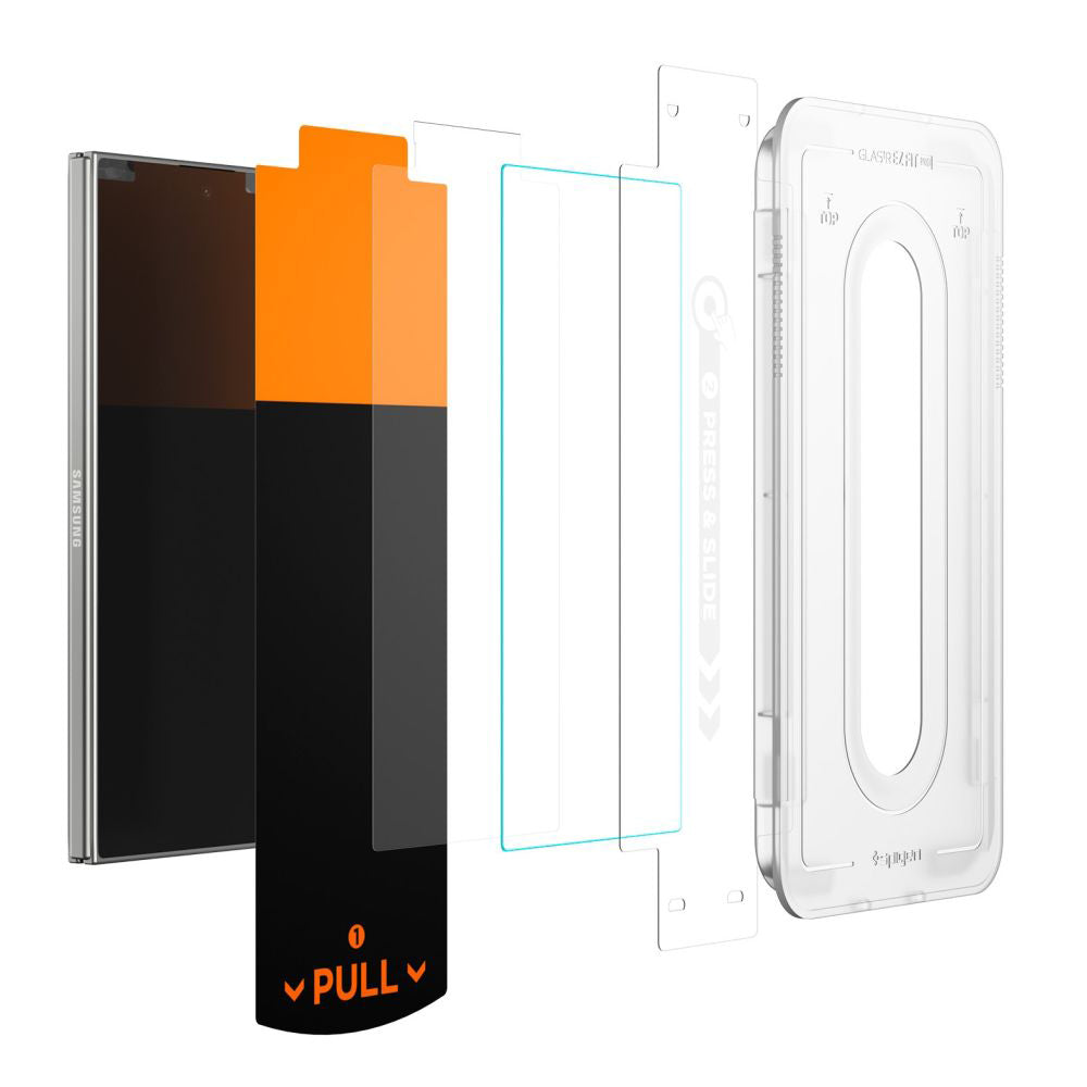 Beskyttelsesfolie Spigen GlastR EZ FIT Pro HD for Samsung Galaxy Z Fold7 F966, Herdet glass, Full lim, Sett med 2 stykker AGL09579