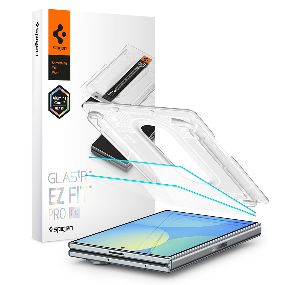 Beskyttelsesfilm for utvendig skjerm Spigen GlastR EZ FIT Pro HD for Samsung Galaxy Z Fold8 F971, Herdet glass, Full lim, Sett med 2 stk AGL11943