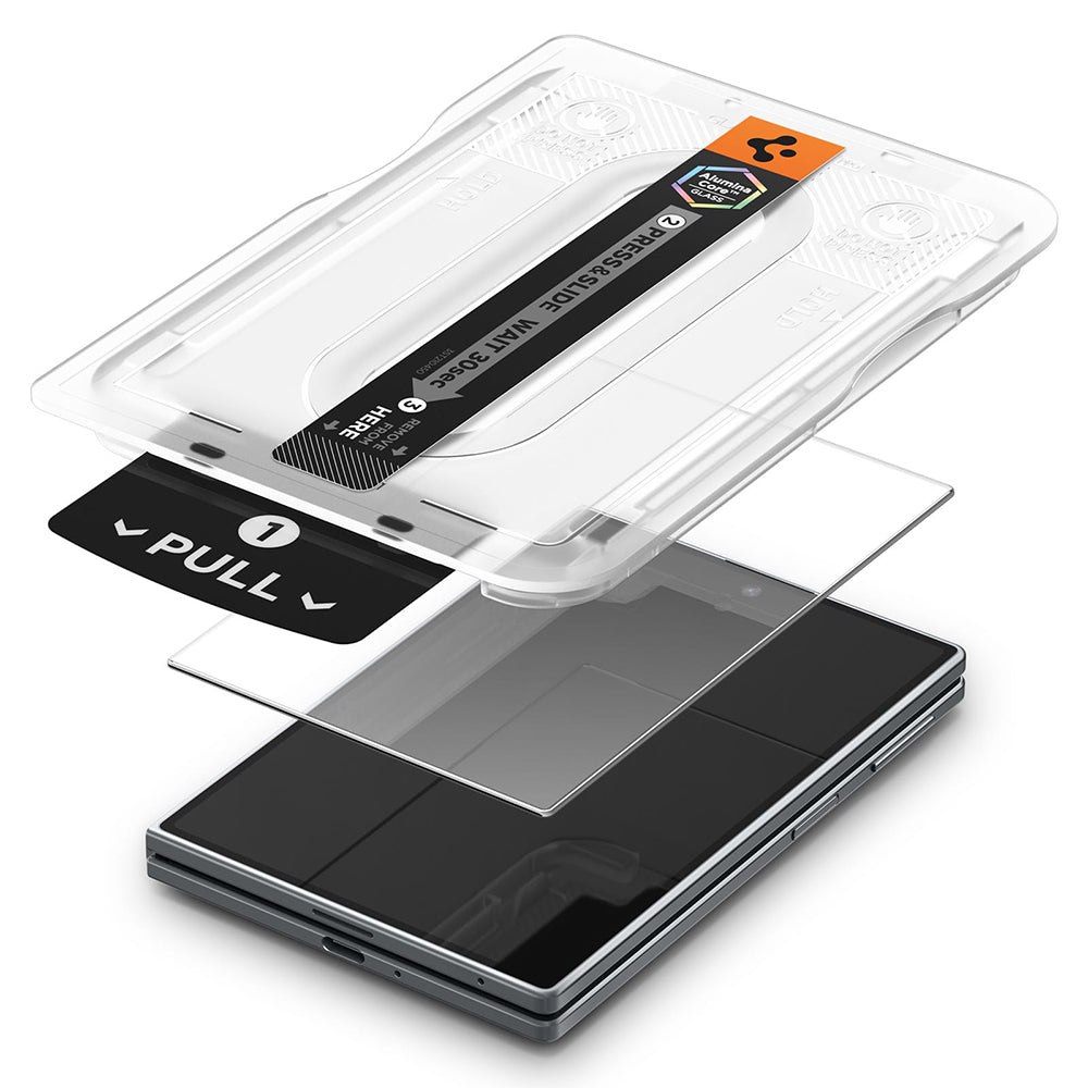 Beskyttelsesfilm for utvendig skjerm Spigen GlastR EZ FIT Pro HD for Samsung Galaxy Z Fold8 F971, Herdet glass, Full lim, Sett med 2 stk AGL11943