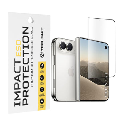 Techsuit beskyttelsesglass for utsiden av skjermen til Apple iPhone Duo, herdet glass, full limflate, svart