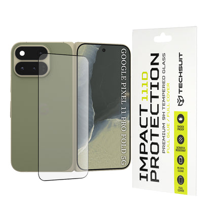 Techsuit skjermbeskyttelse for Google Pixel 11 Pro Fold, Herdet glass, Full lim, 111D, Svart