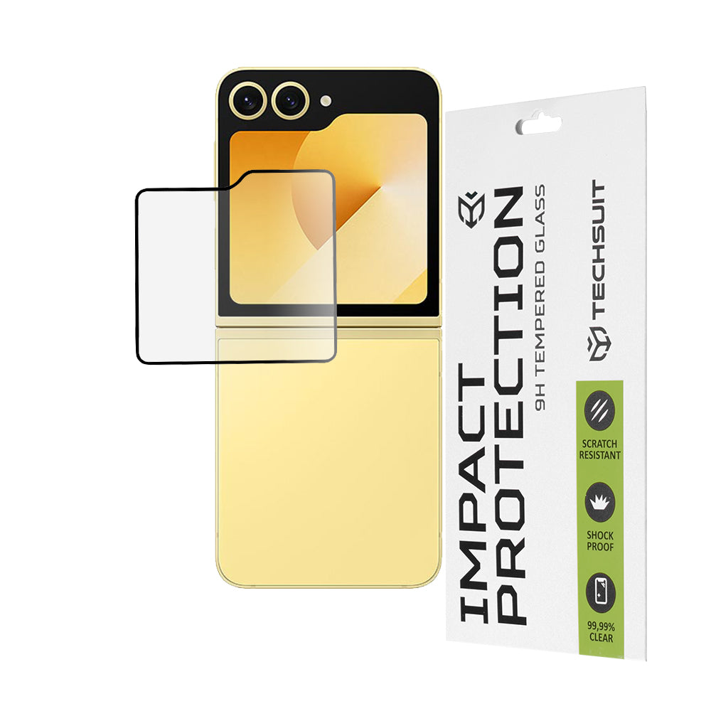 Techsuit skjermbeskyttelse for Samsung Galaxy Z Flip6 F741, Herdet glass, Full lim, 111D, Svart