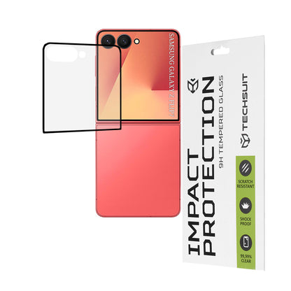 Techsuit skjermbeskyttelse for Samsung Galaxy Z Flip7 F766, Herdet glass, Full lim, 111D, Svart